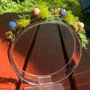 Crystal Mushroom toothed Headband with Moss